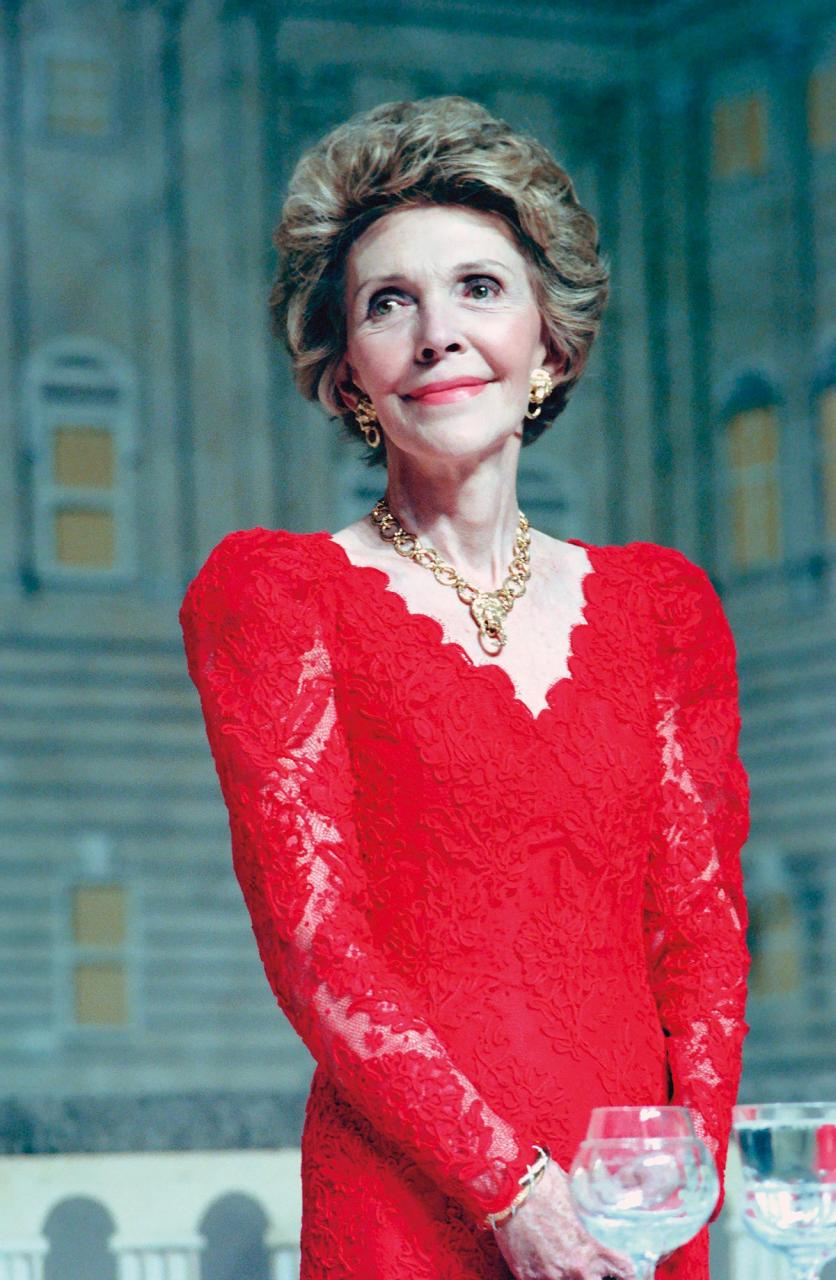 Nancy Reagan Wearing Lion Necklace