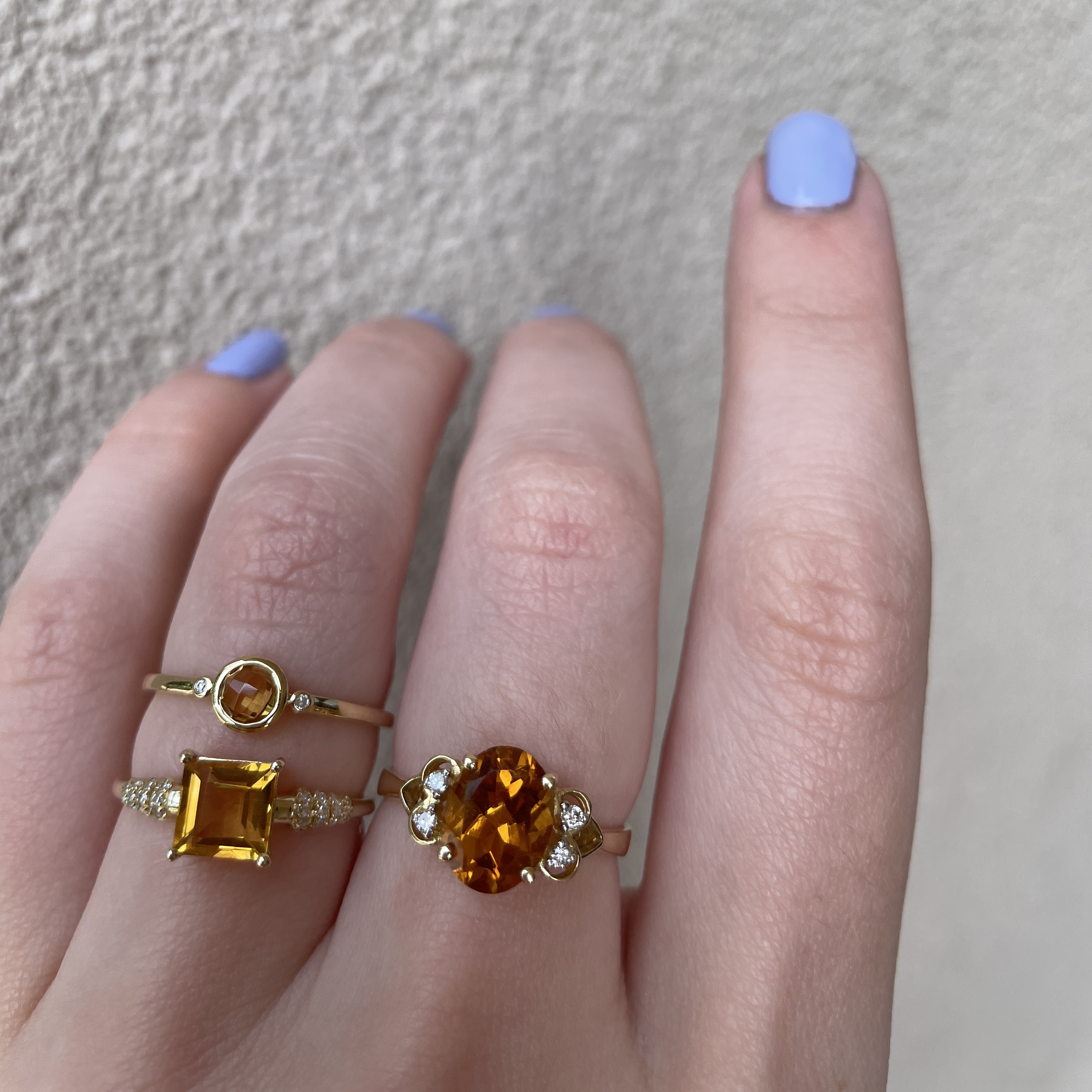 Yellow Gold Citrine and Diamond Ring