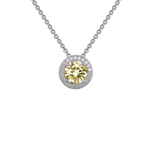 Round Canary Pendant with Halo