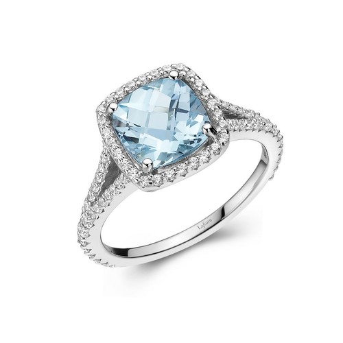 Lafonn Cushion Cut Blue Topaz Halo Ring