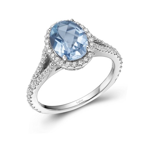 Oval Blue Topaz Halo Ring