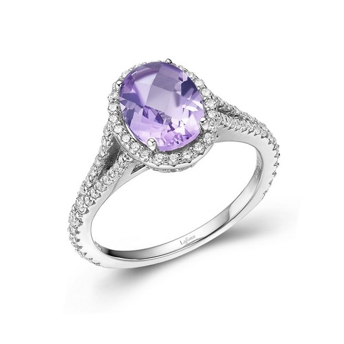 Oval Amethyst Halo Ring