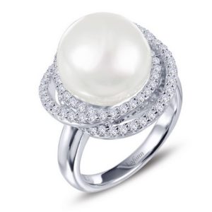 Pearl Ring with Floral Halo