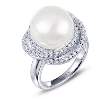 Pearl Ring with Floral Halo