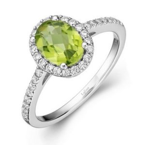 Oval Peridot Halo Ring