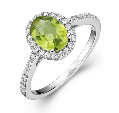 Oval Peridot Halo Ring