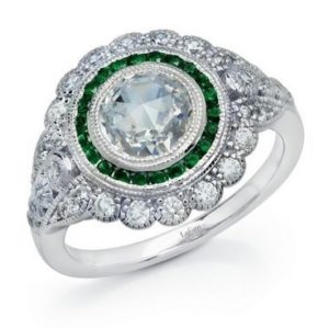 Art Deco Inspired Fashion Ring with Emerald Accents