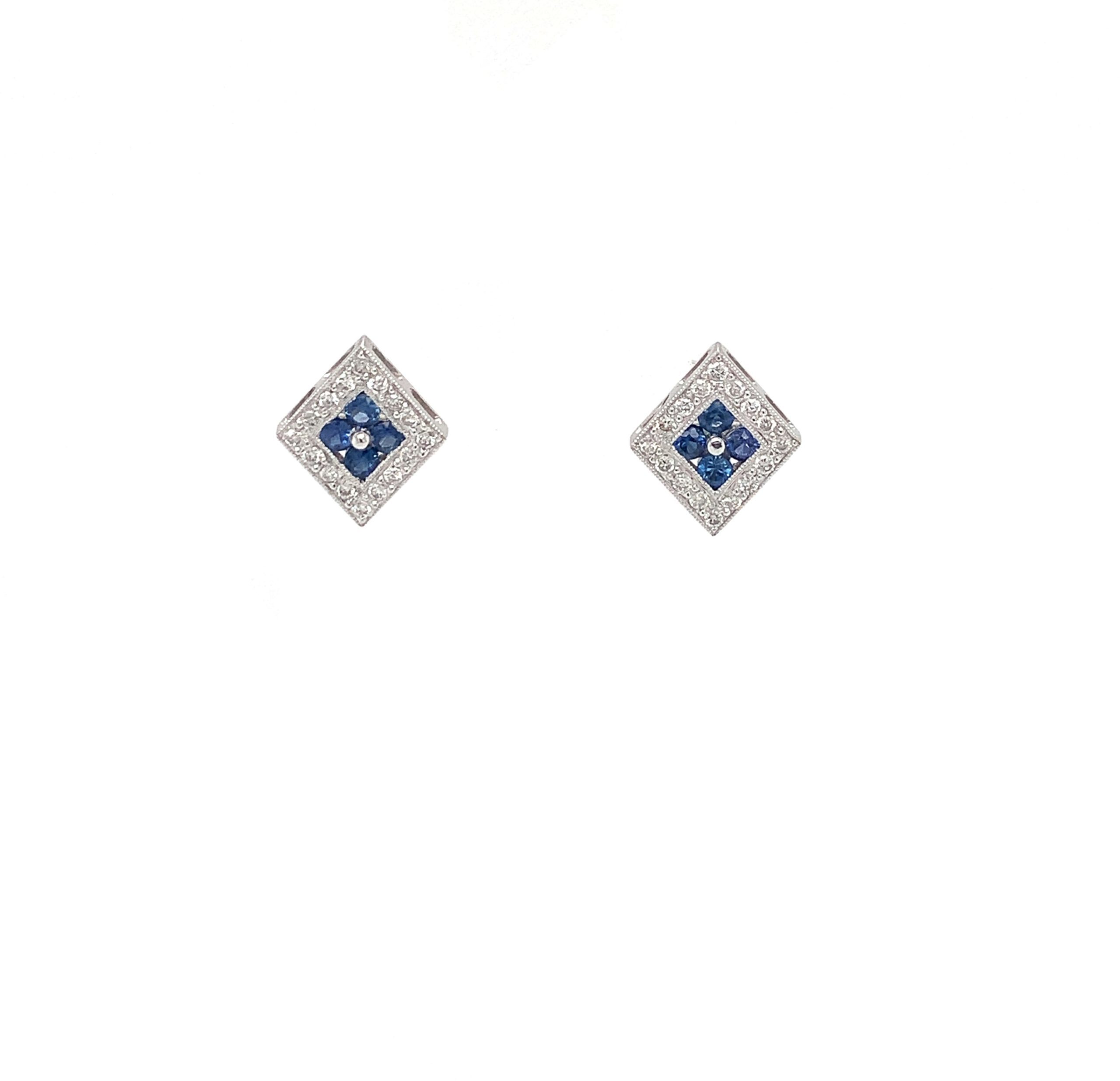 White Gold Sapphire Post Earrings