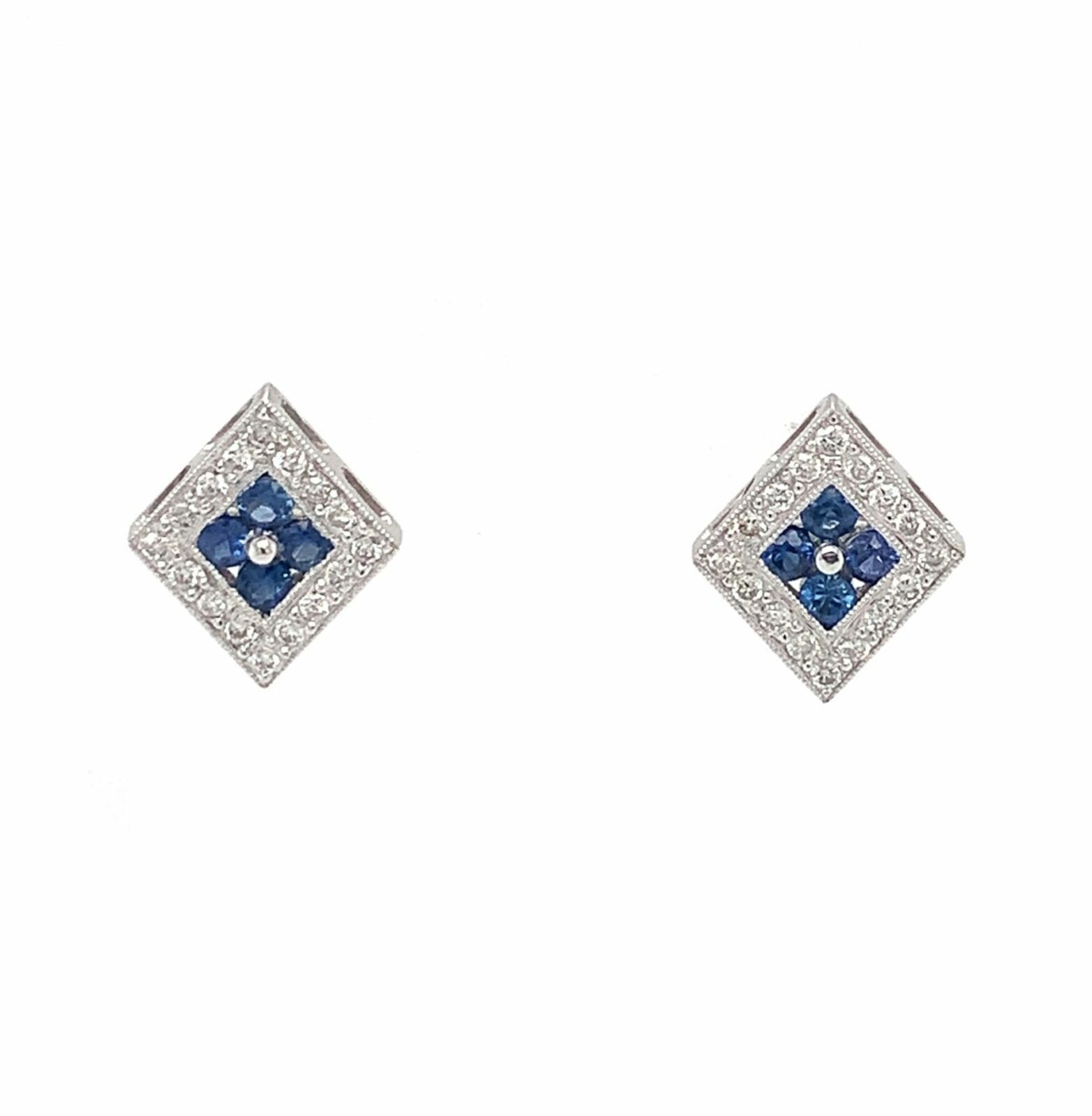 White Gold Sapphire Post Earrings