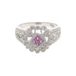 White Gold Antique-Inspired Pink Sapphire Ring