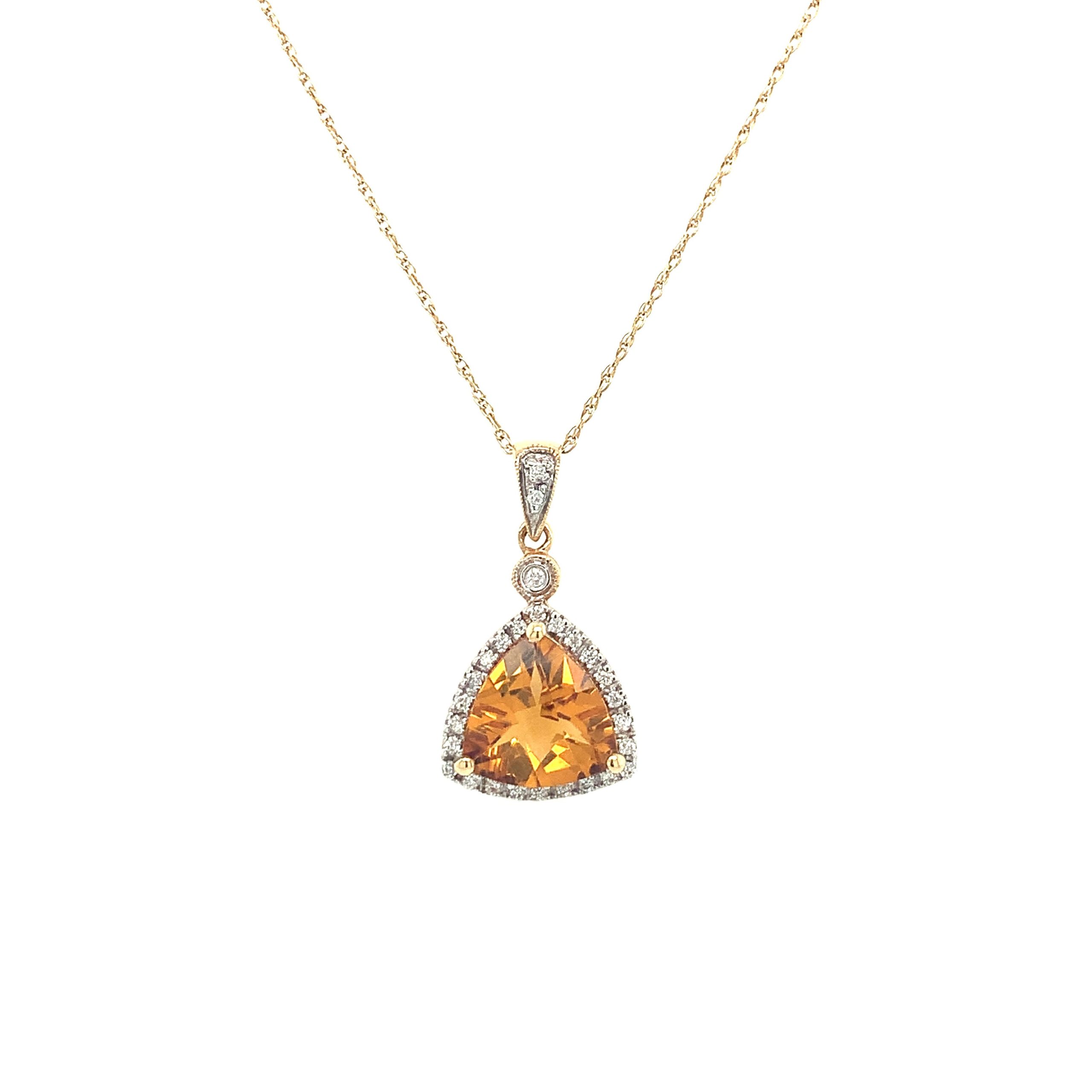 Yellow Gold Citrine Pendant Necklace
