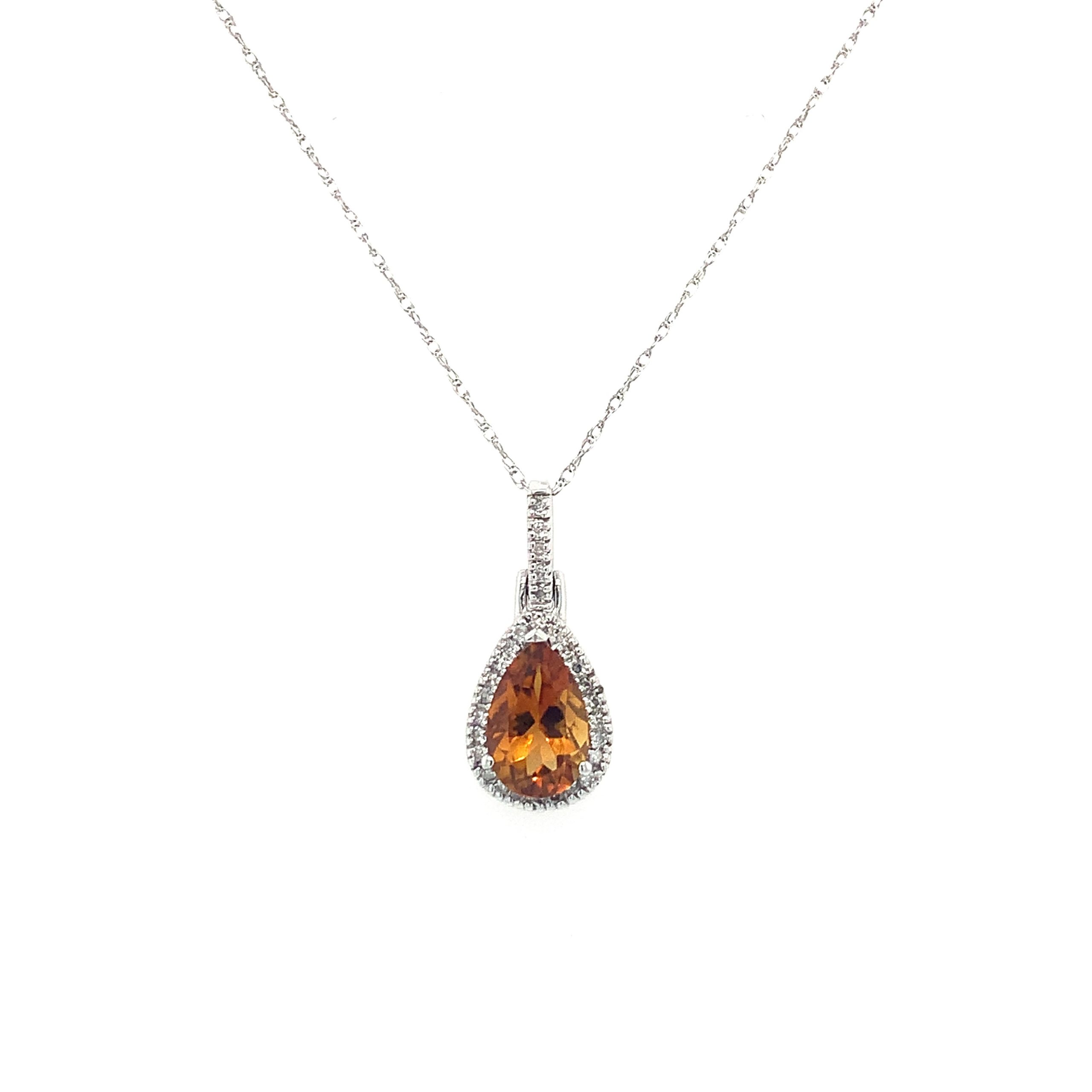 White Gold Citrine Pendant Necklace