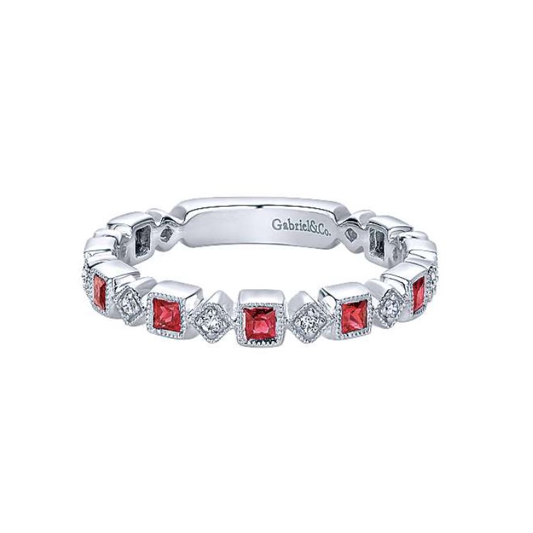 Diamond & Ruby Stackable Band