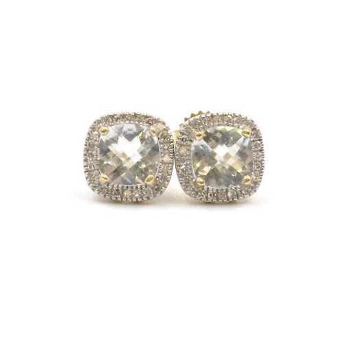 14k Yellow Gold Aquamarine Earrings With Diamonds 14k Yellow Gold Aquamarine Earrings With Diamonds
