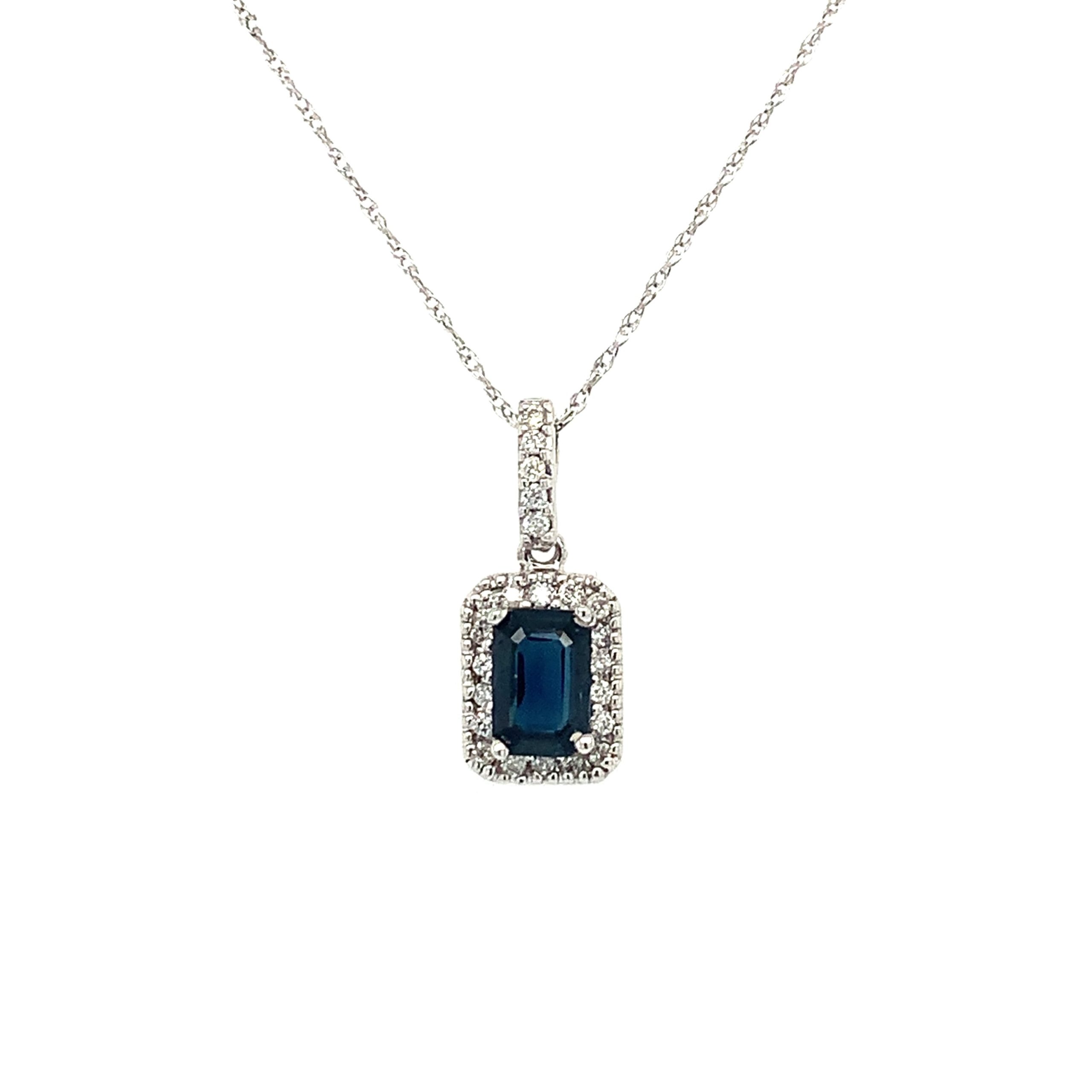 White Gold Sapphire Pendant Necklace