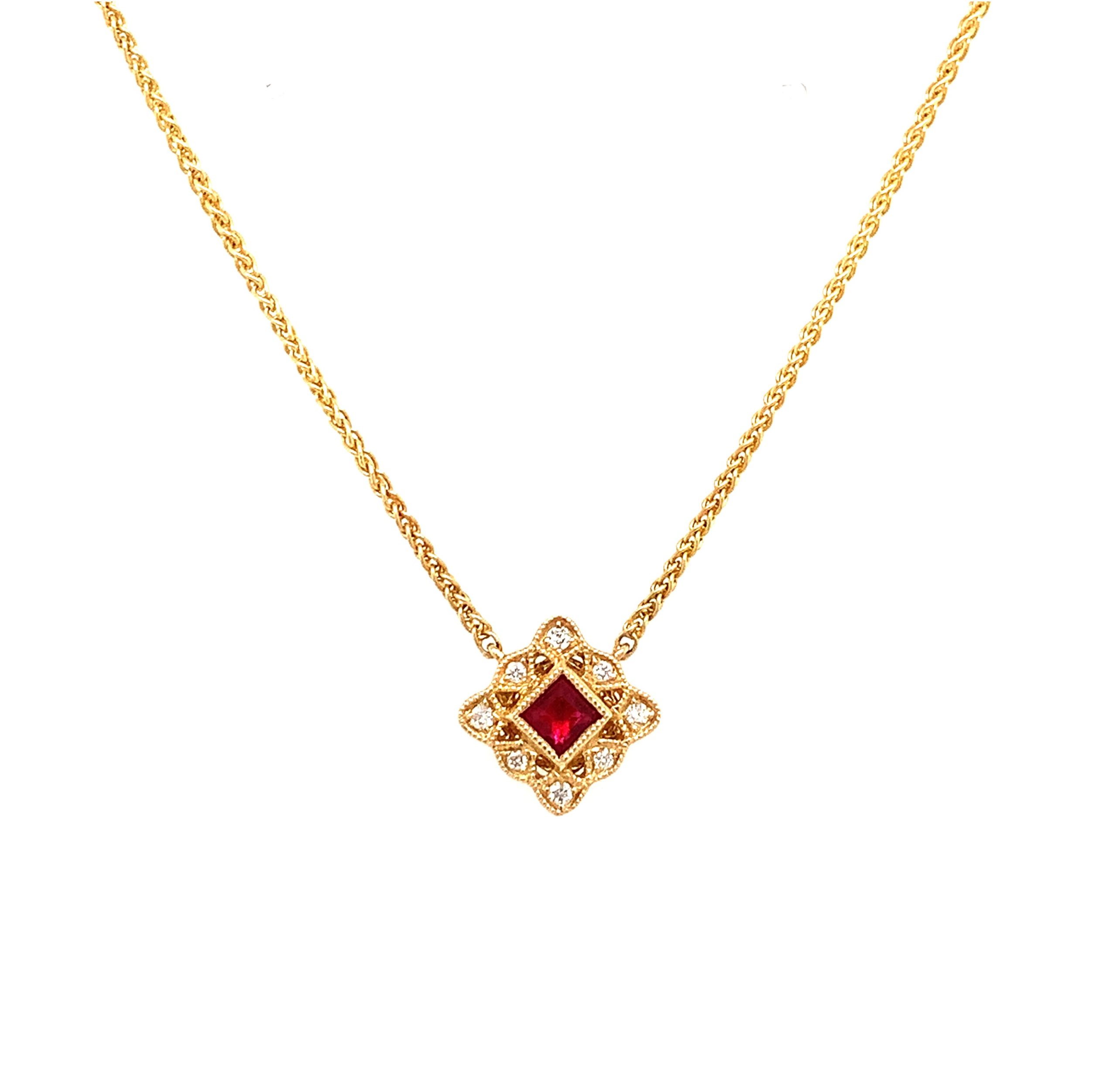 Yellow Gold Ruby & Diamond Necklace