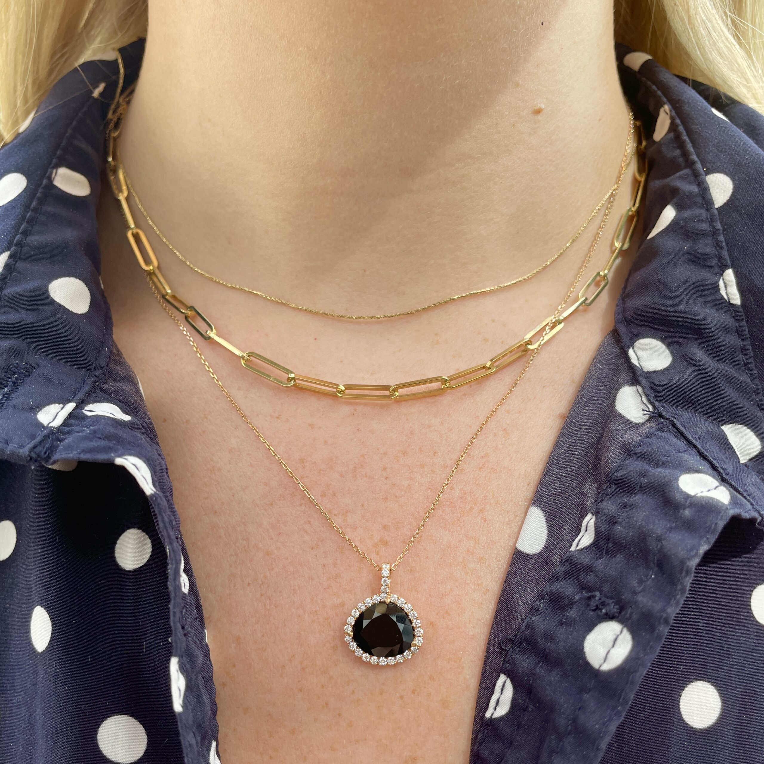 Rose Gold Onyx Pendant Necklace