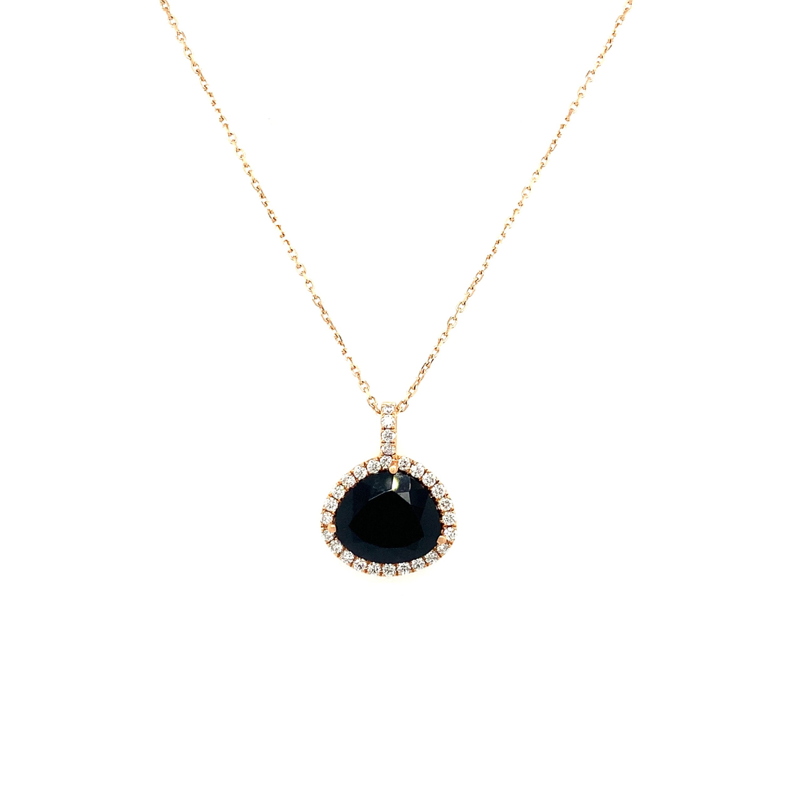 Rose Gold Onyx Pendant Necklace