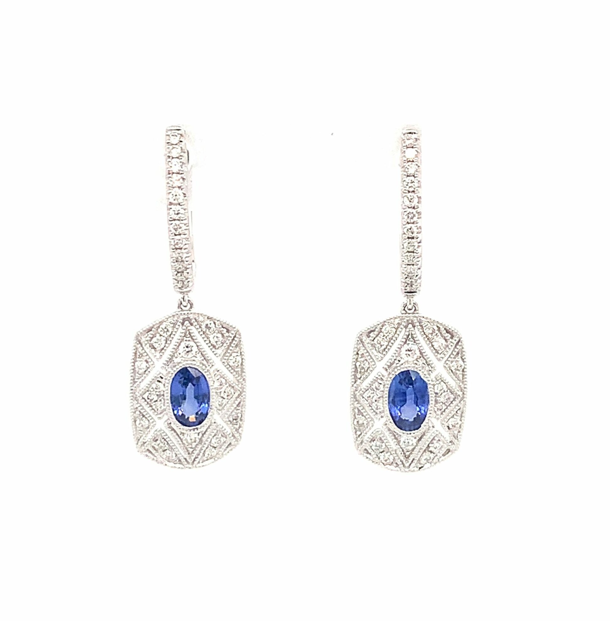 White Gold Sapphire Drop Earrings