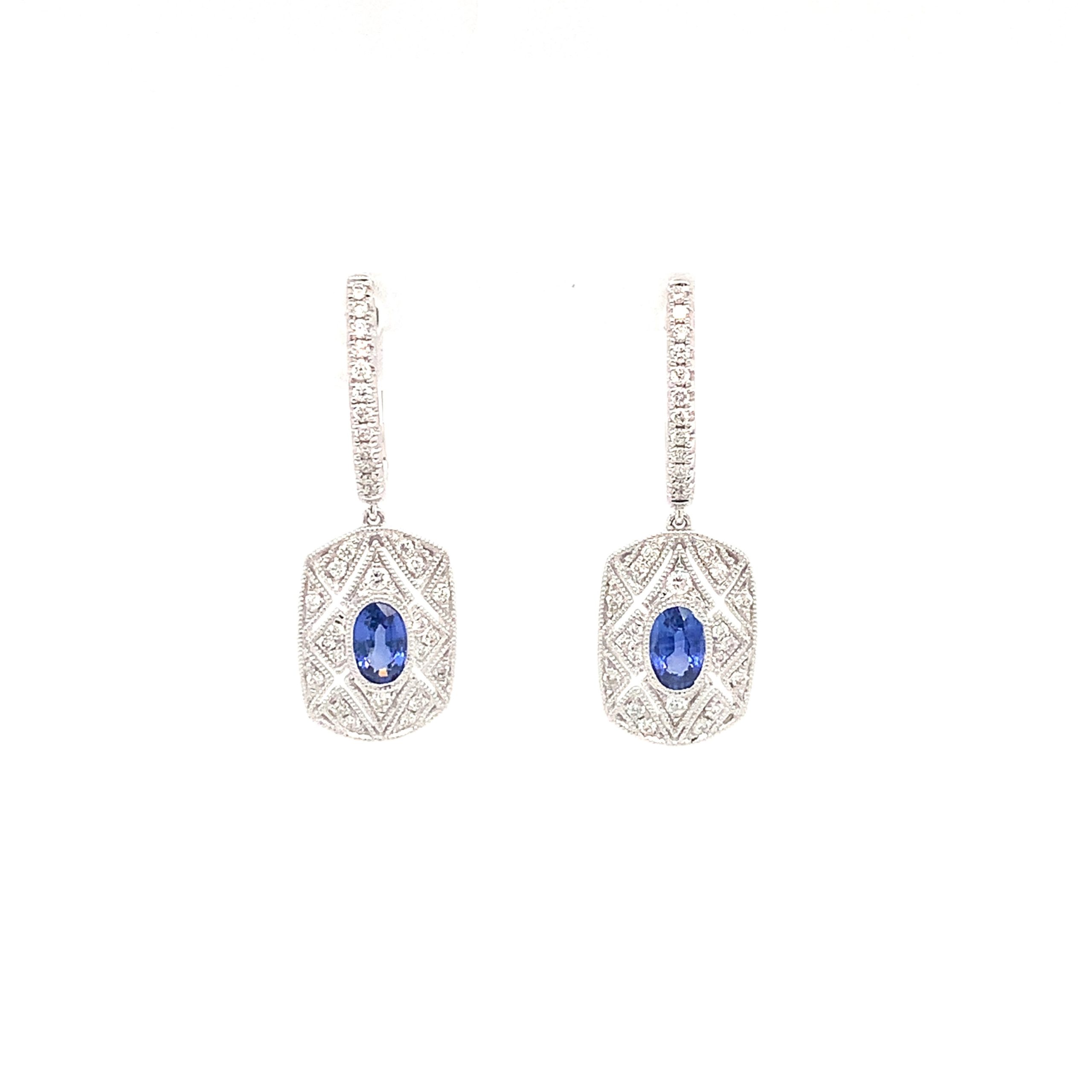 White Gold Sapphire Drop Earrings