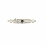 Estate: White Gold Brooch With Blue Sapphire