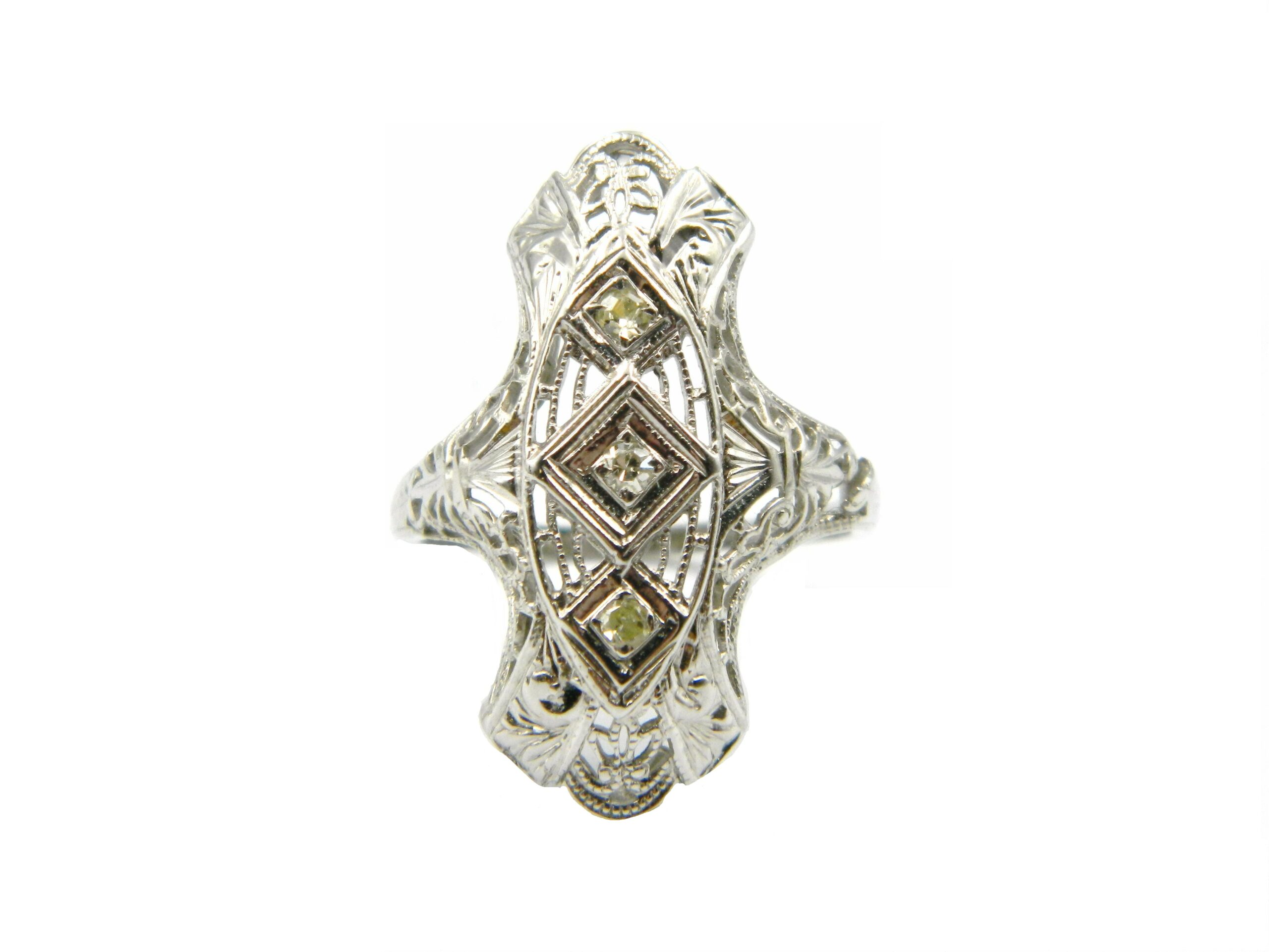 Estate Piece - White Gold Ring with Diamond Accents