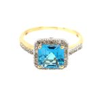 Yellow Gold Blue Topaz Ring