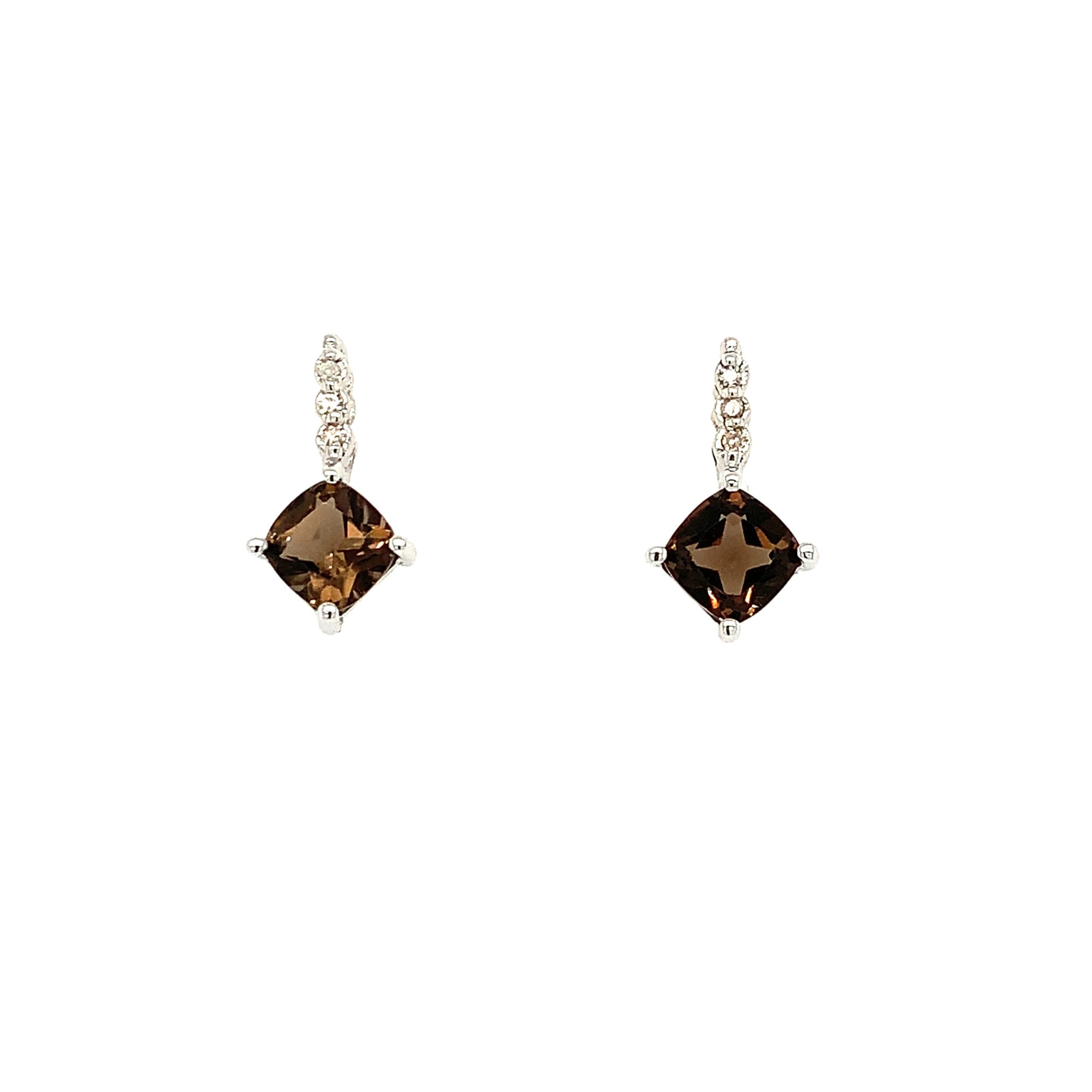 White Gold Smoky Quartz Earrings