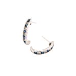 White Gold Sapphire Hoop Earrings