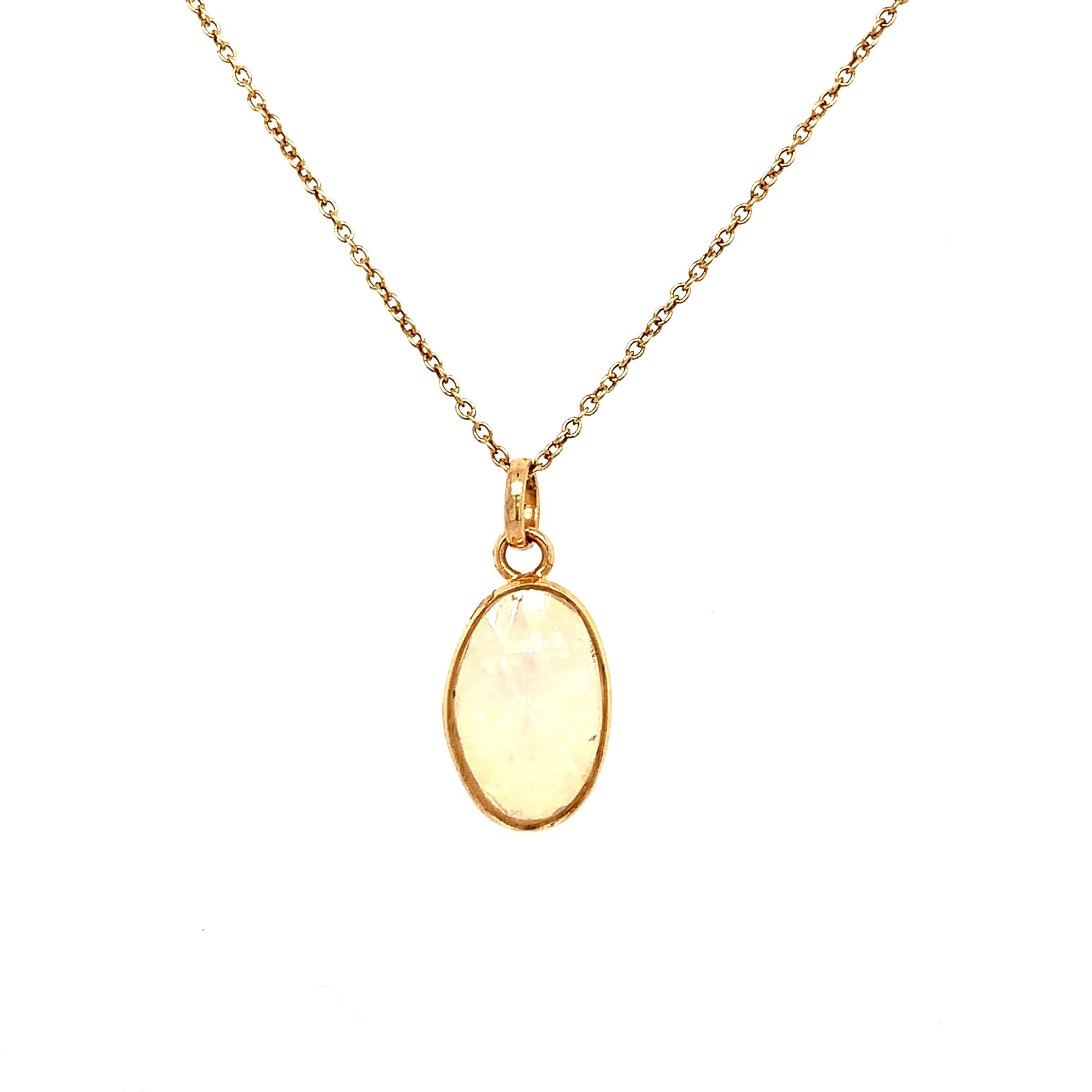 Yellow Gold Rose-Cut Opal Pendant Necklace