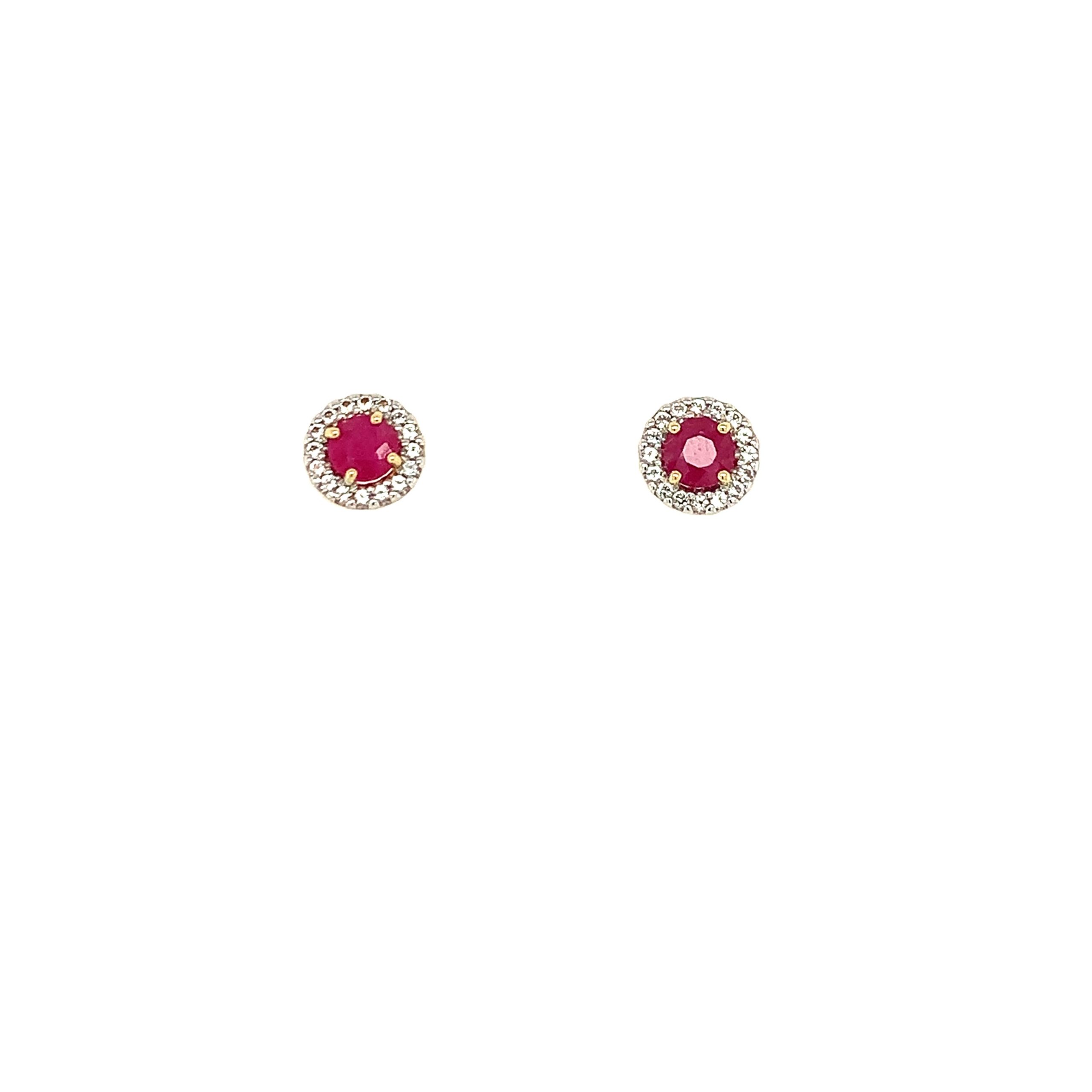 Yellow Gold Ruby Earrings
