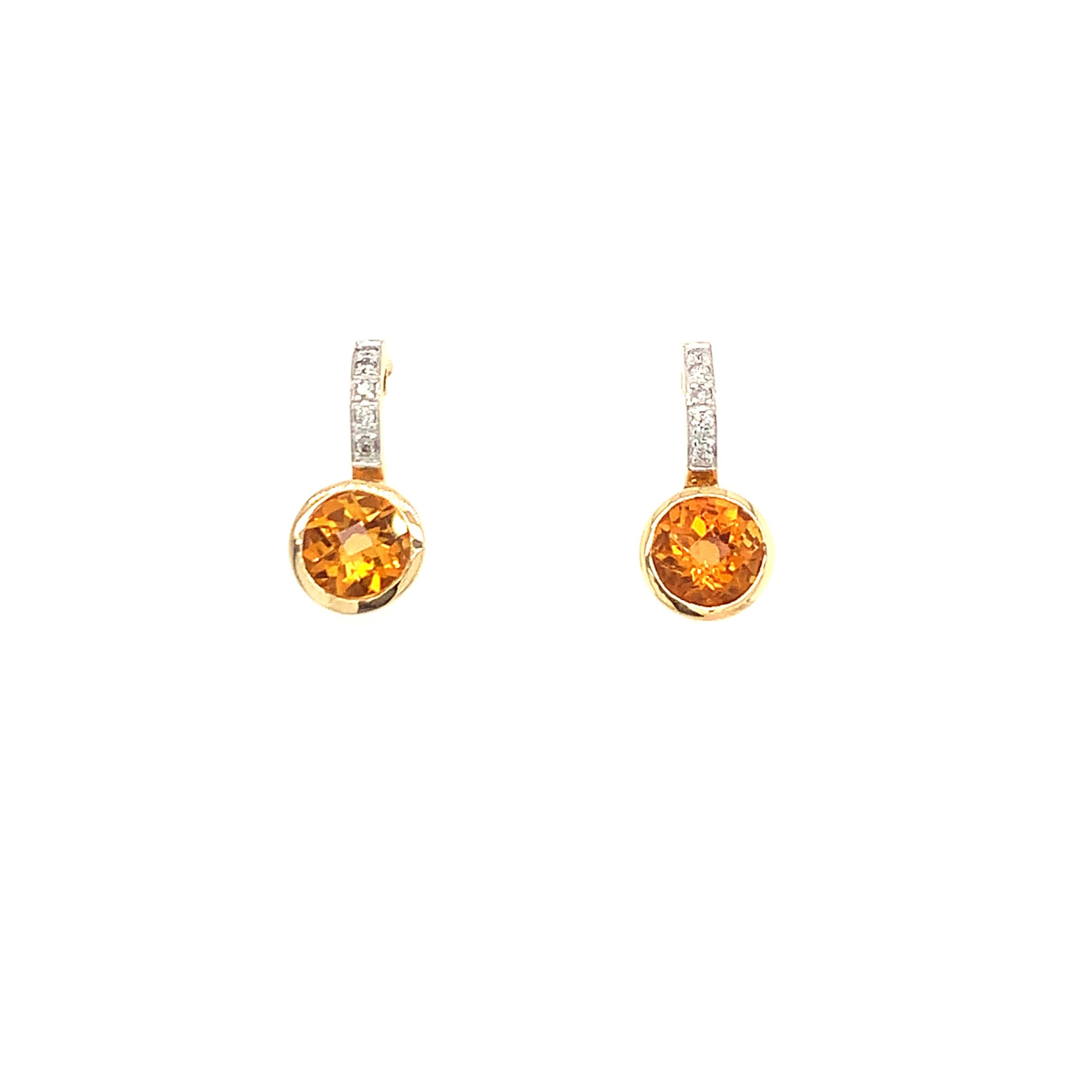 Yellow Gold Citrine Dangle Earrings