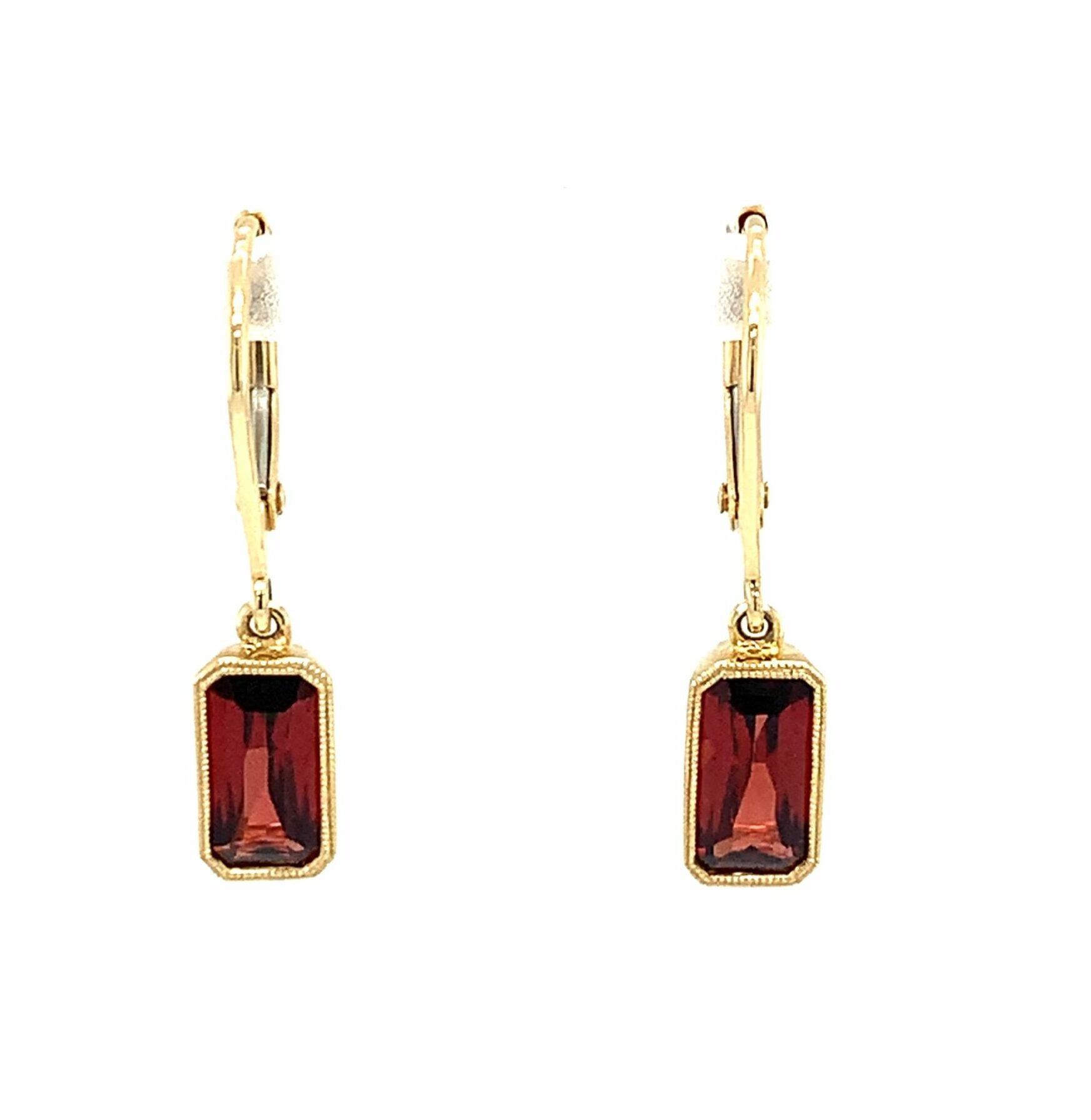 Yellow Gold Garnet Earrings