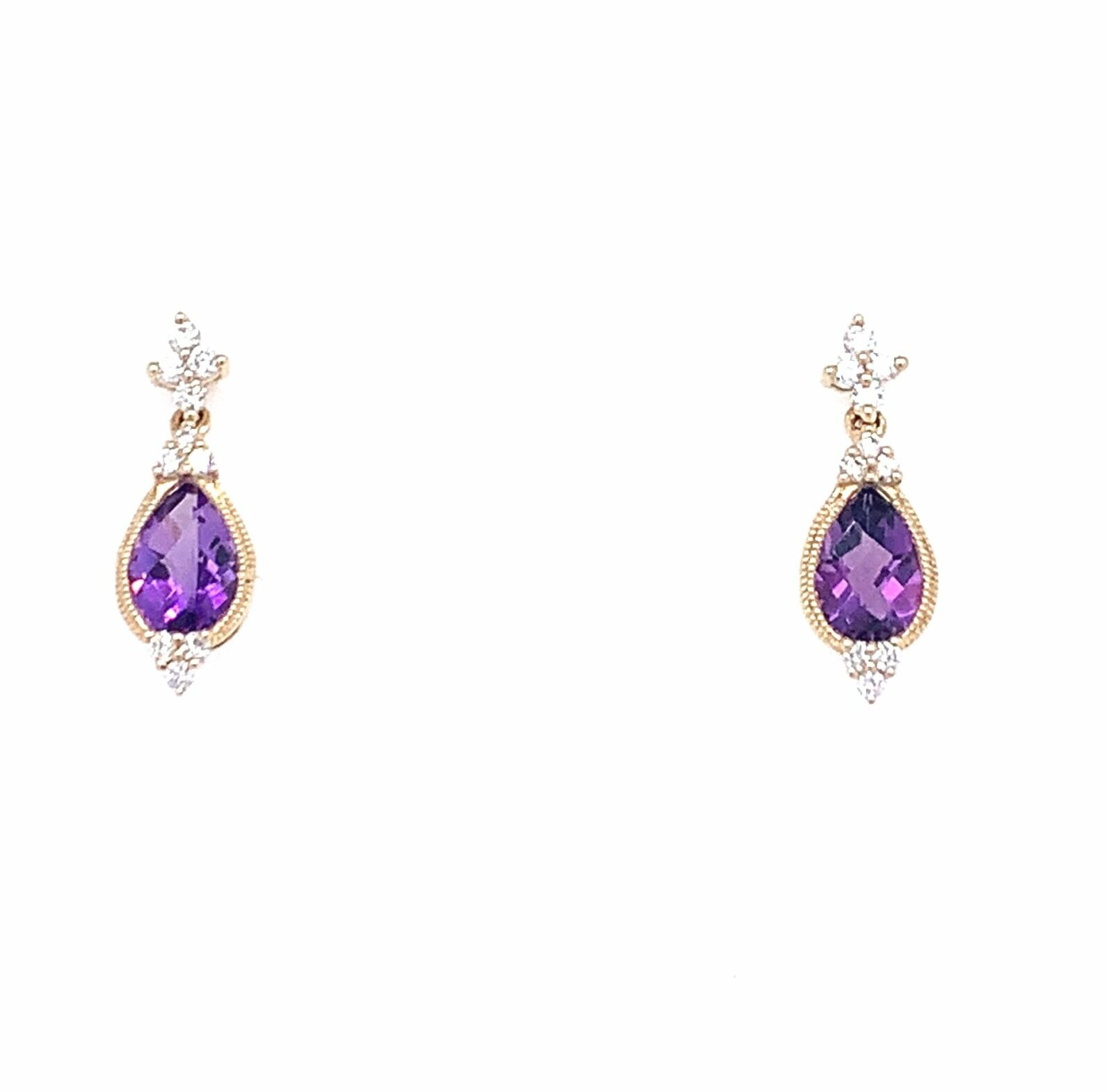 Yellow Gold Amethyst Earrings