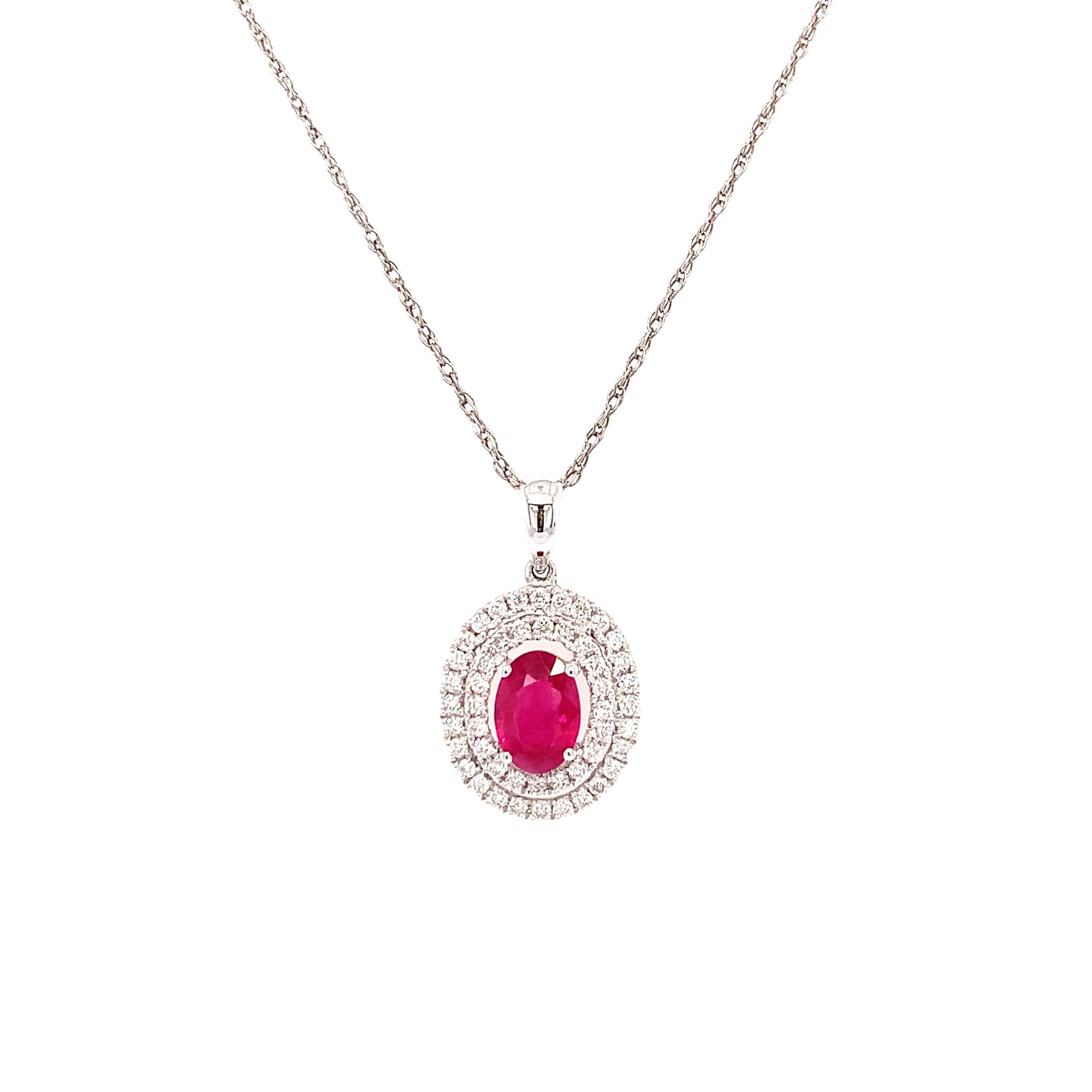 White Gold Ruby Pendant Necklace