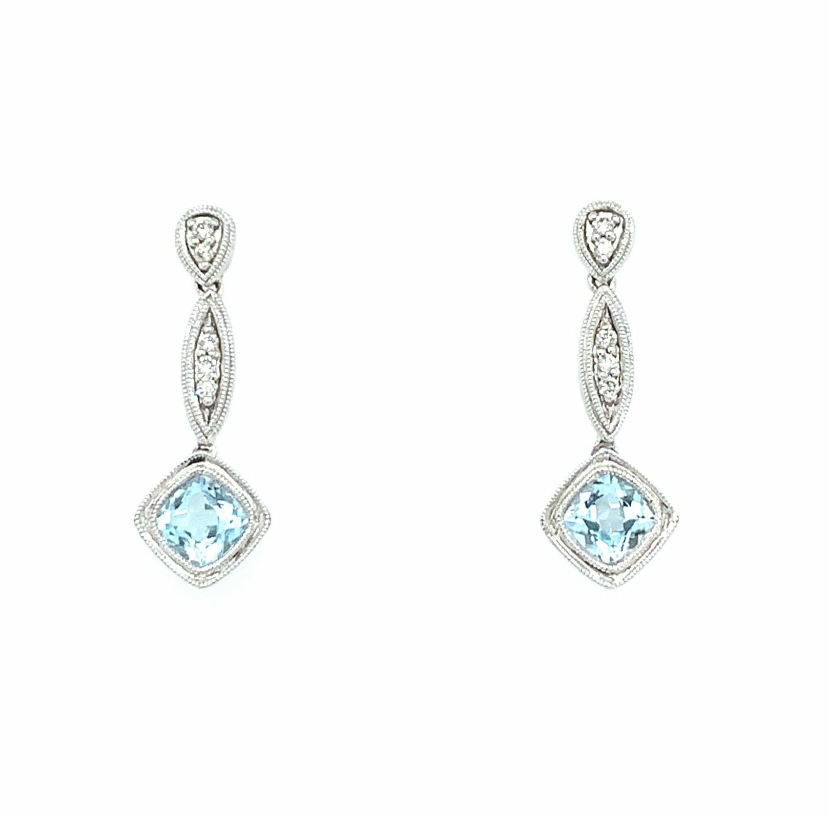 White Gold Sky Blue Topaz Earrings