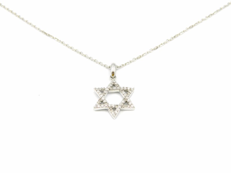 White Gold Star of David Pendant