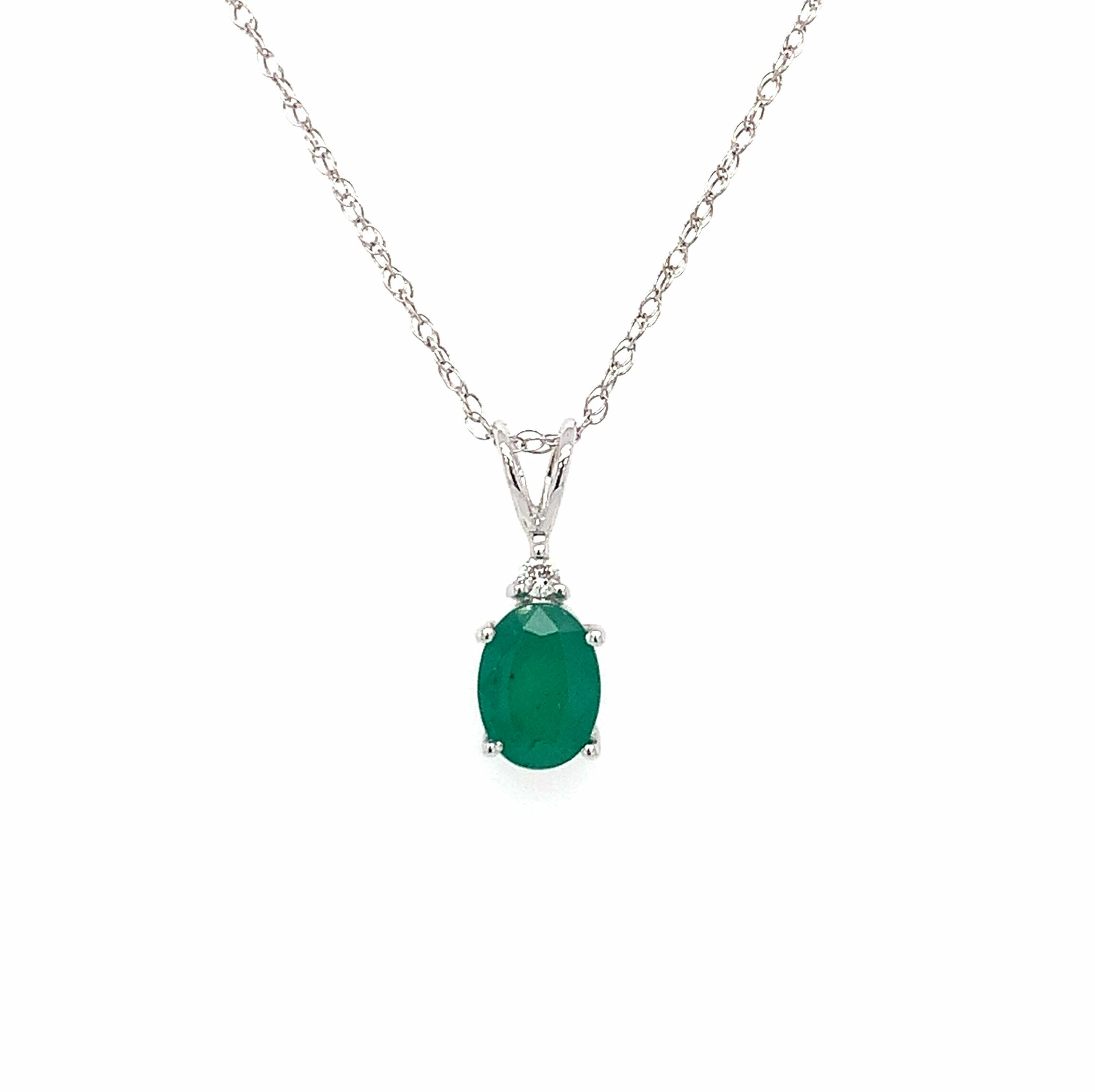 White Gold Emerald Pendant Necklace