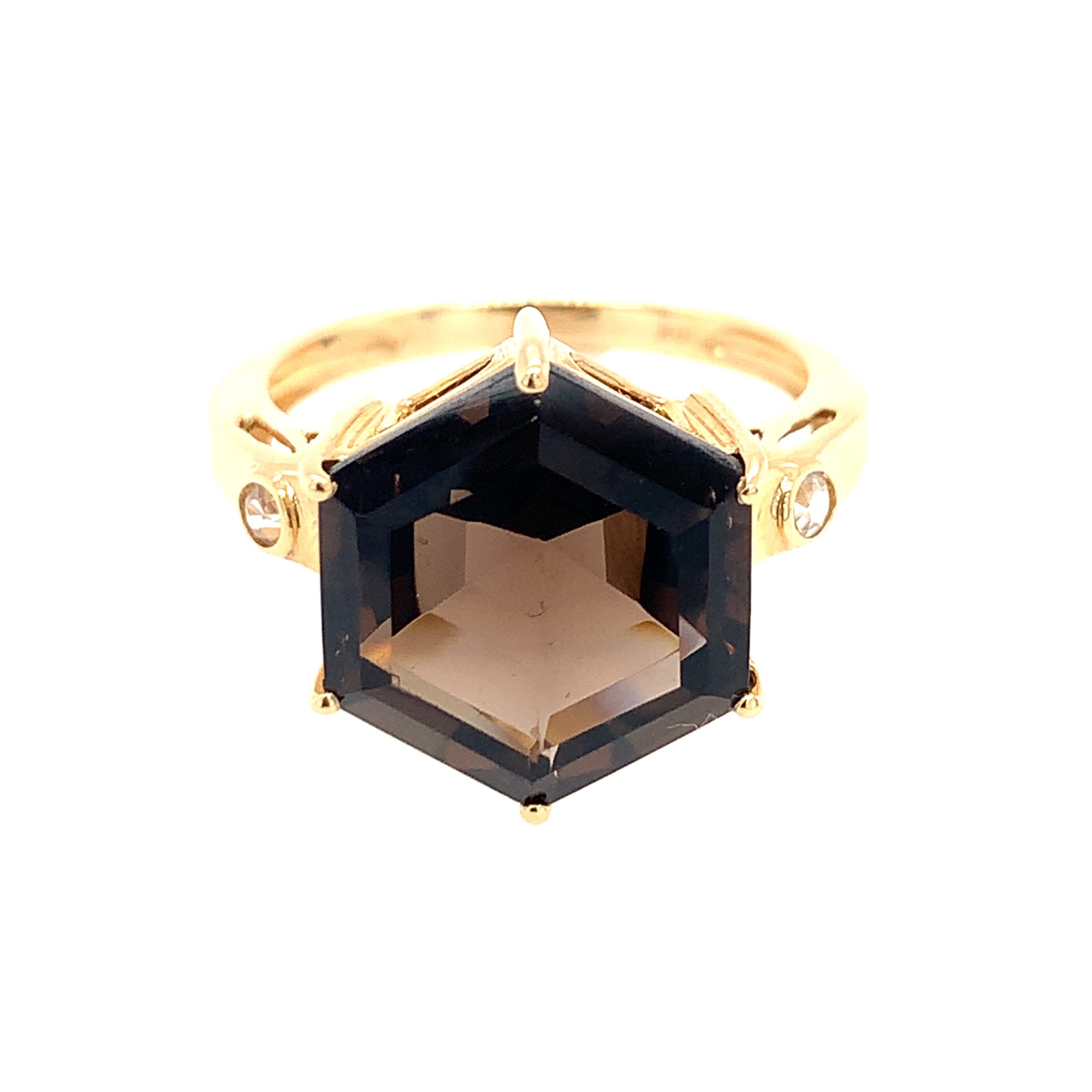 Yellow Gold Smoky Quartz Ring