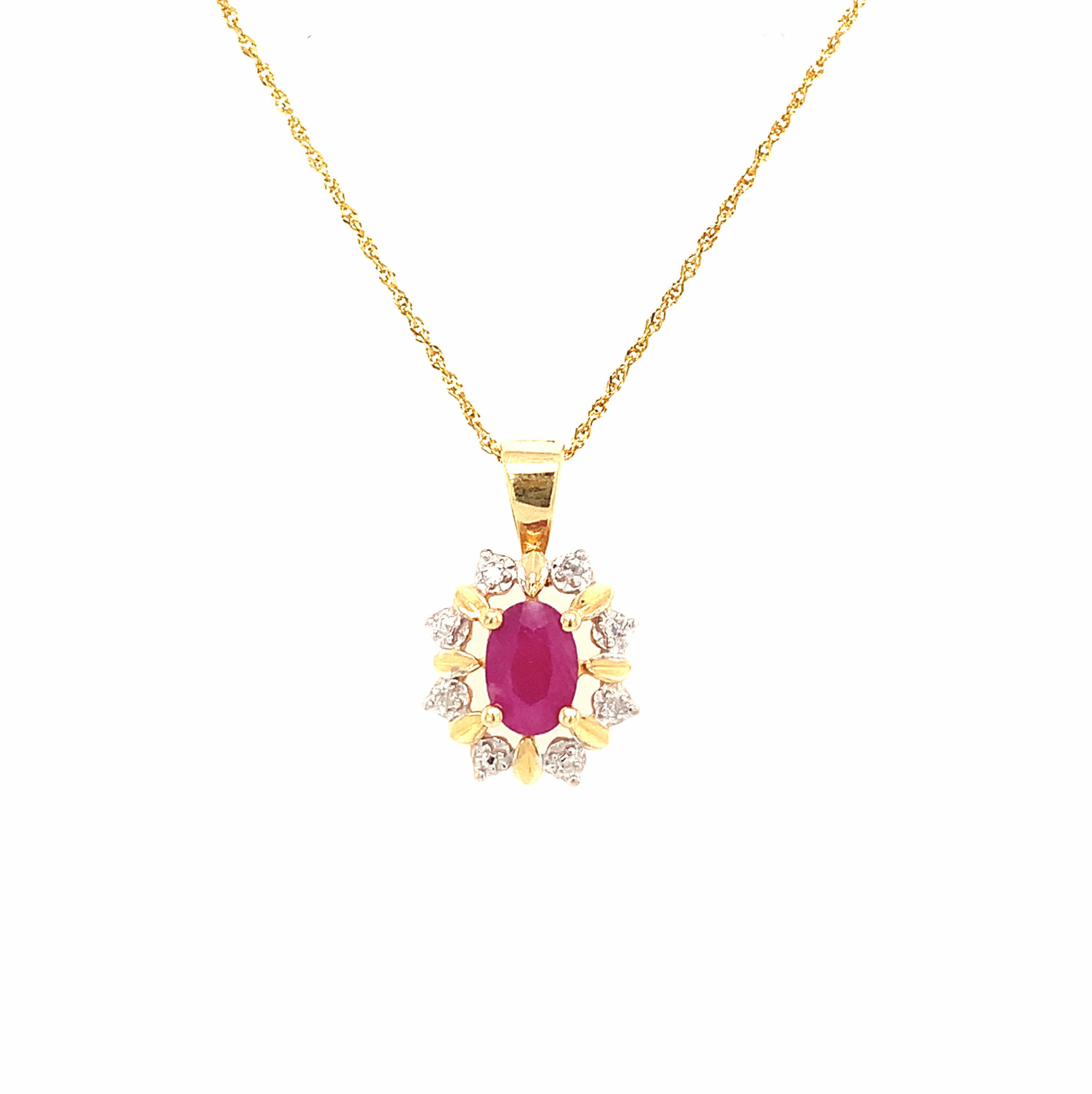 Yellow Gold Ruby Necklace