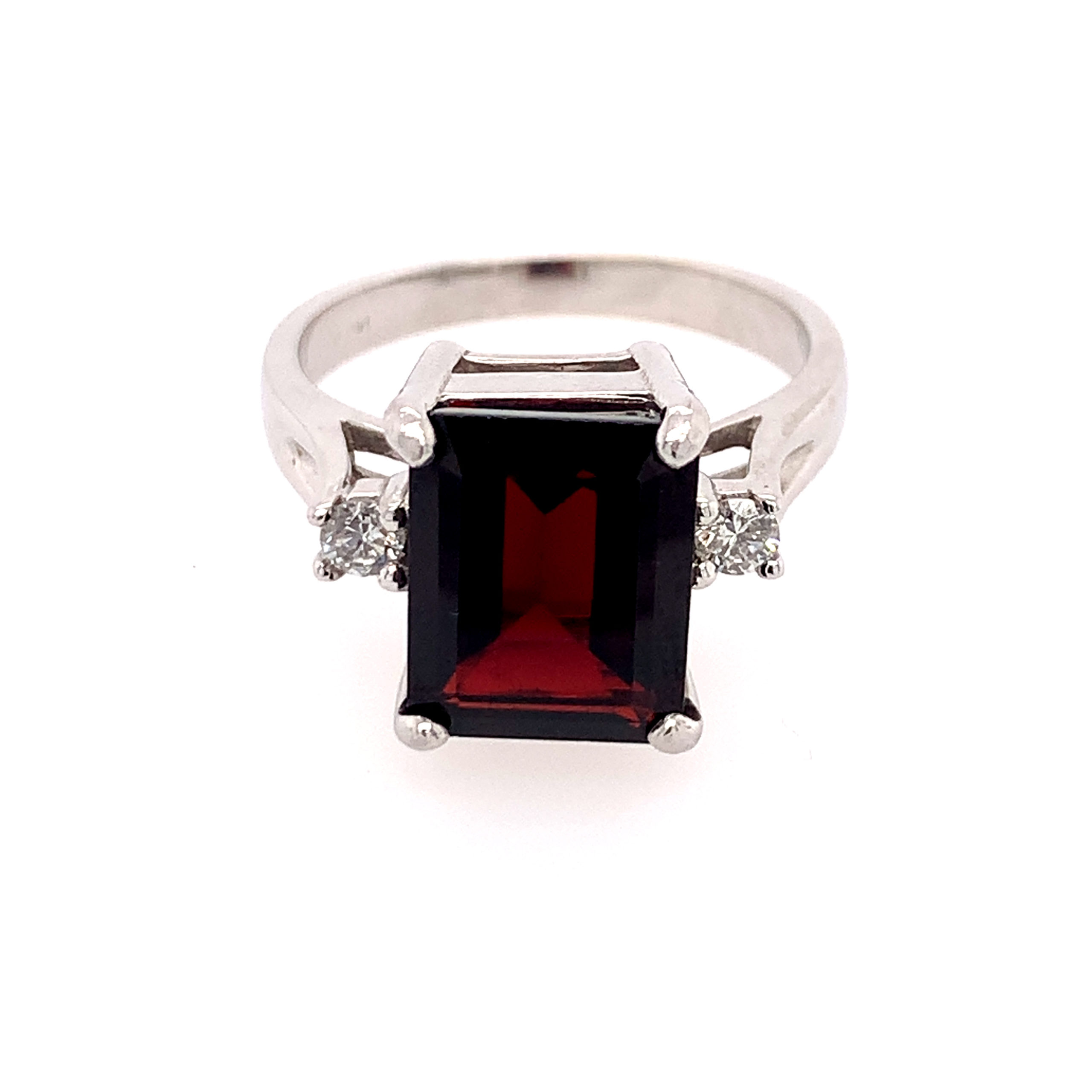 Estate Piece - White Gold Garnet Ring