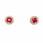 Yellow Gold Ruby Earrings