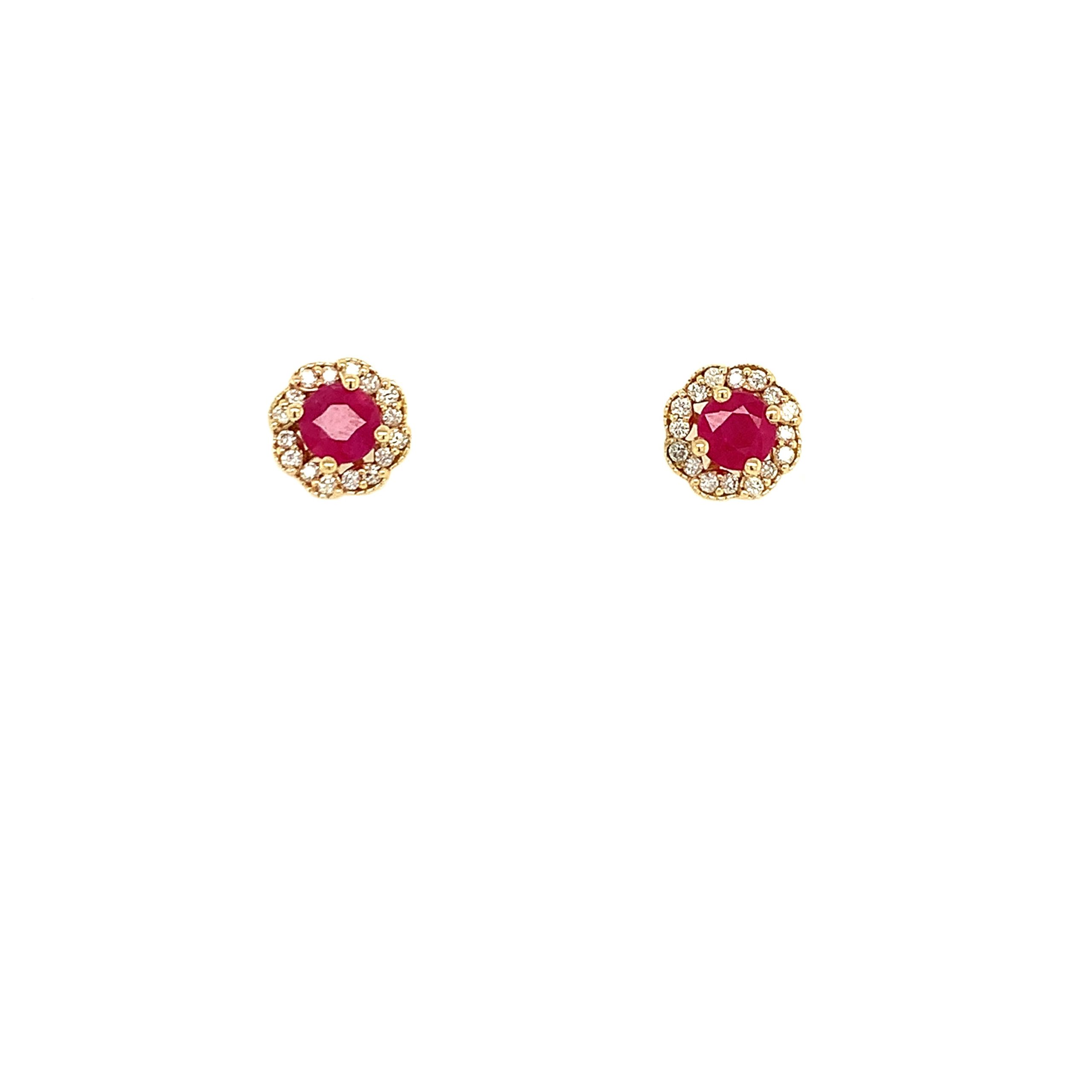 Yellow Gold Ruby Earrings