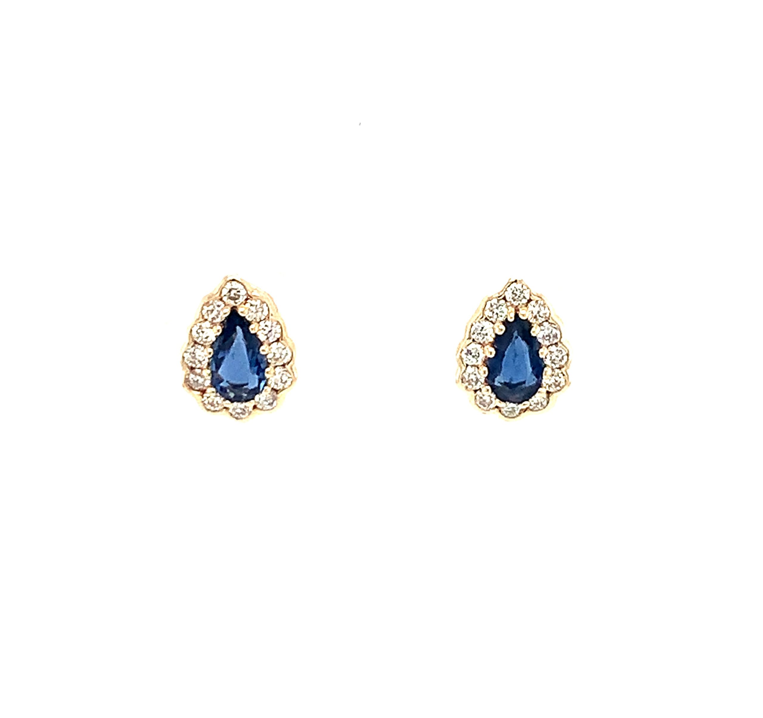 Yellow Gold Sapphire Post Earrings