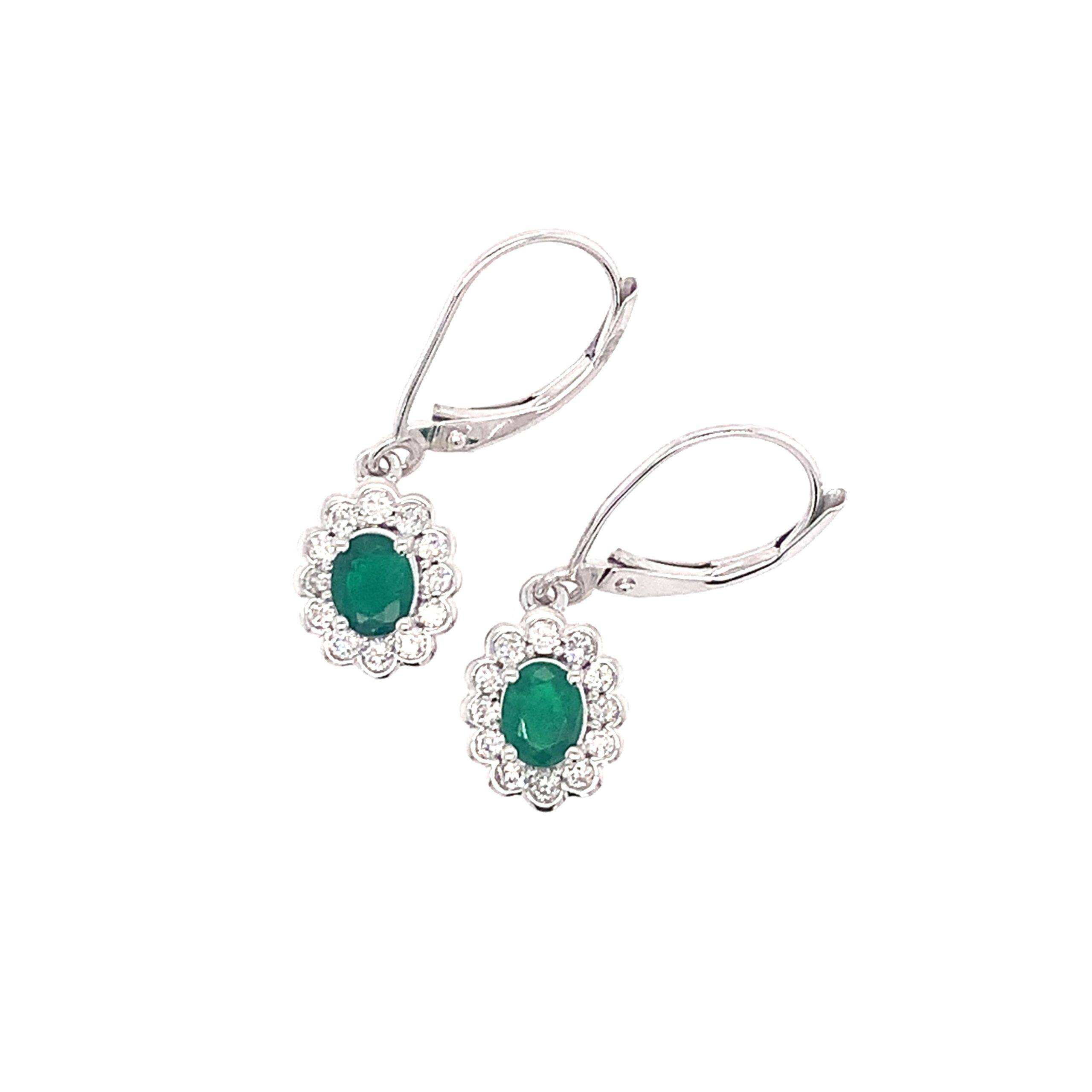 White Gold Emerald Earrings