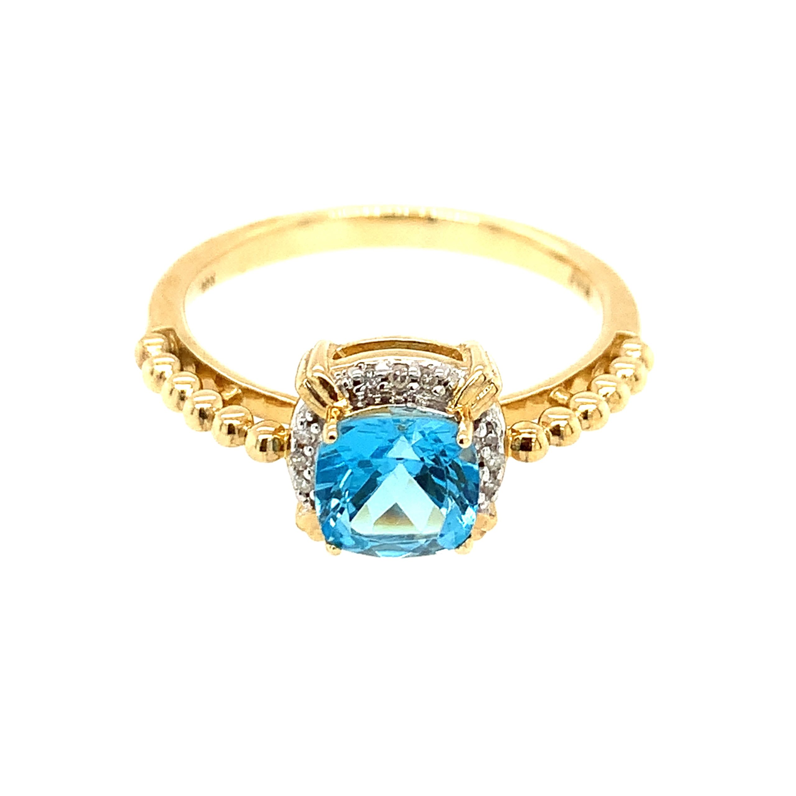 Yellow Gold Blue Topaz Ring