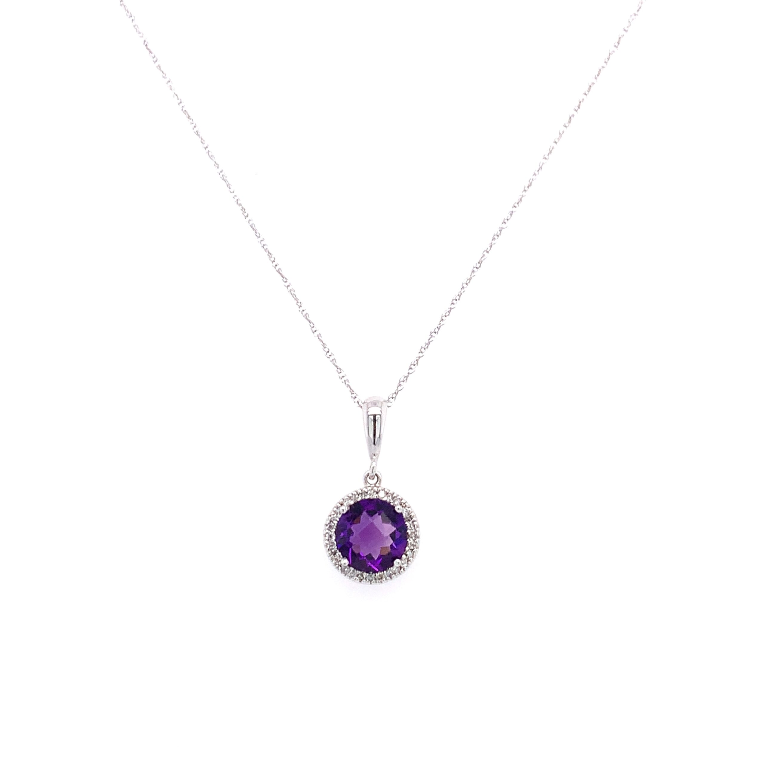 White Gold Amethyst Pendant Necklace