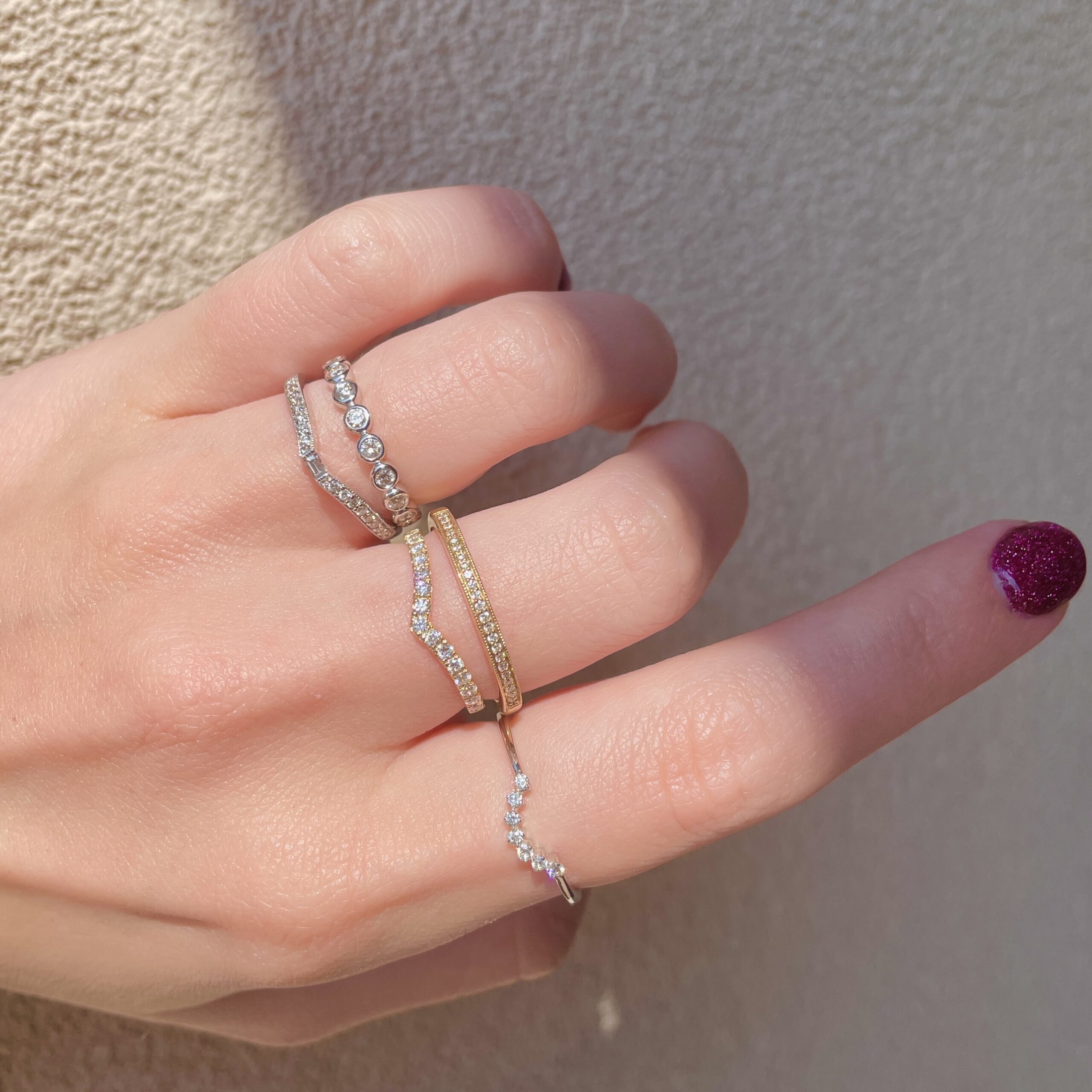 White Gold Diamond Stackable Ring