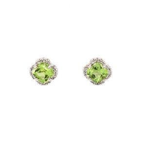 White Gold Peridot Earrings with Diamonds