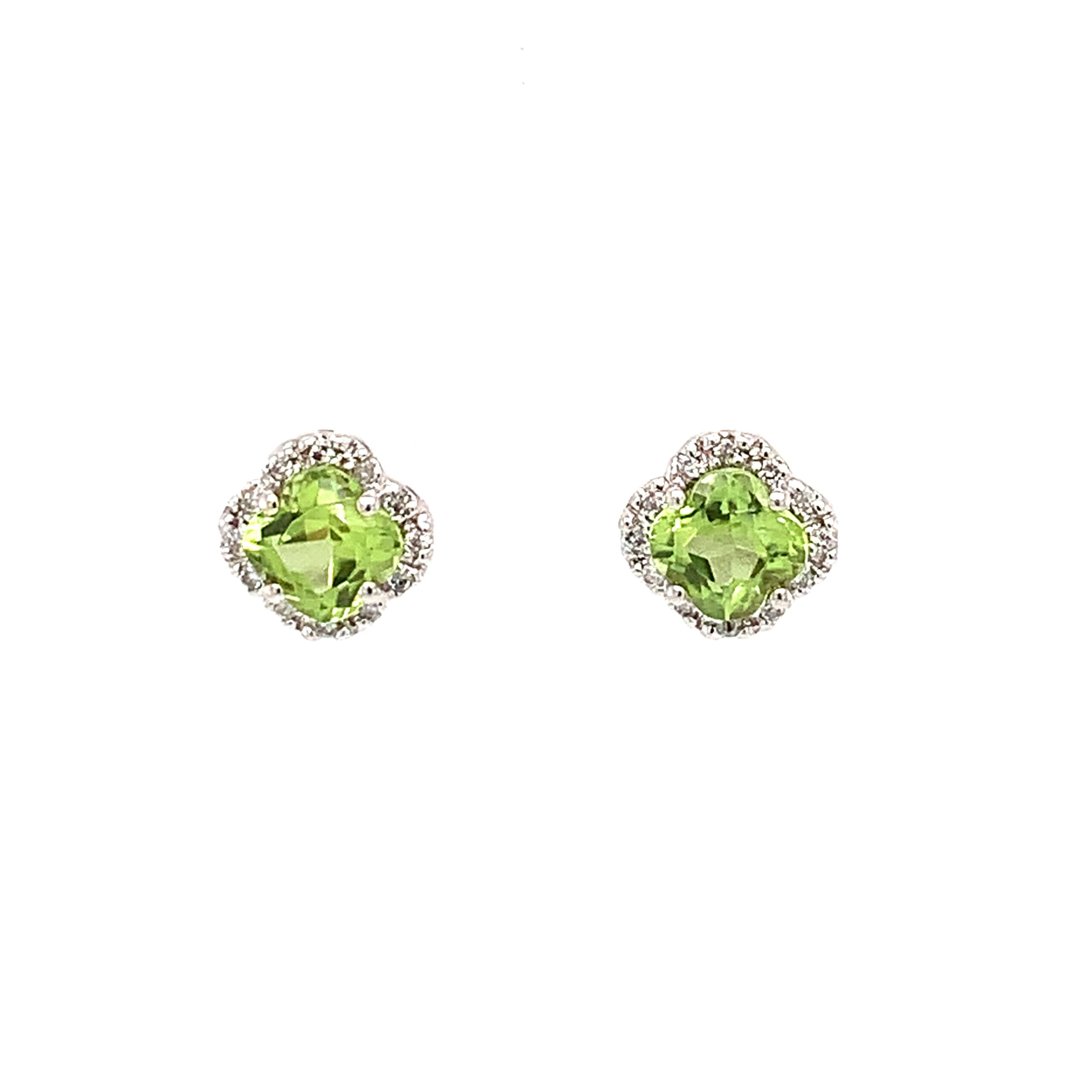 White Gold Peridot Earrings with Diamonds